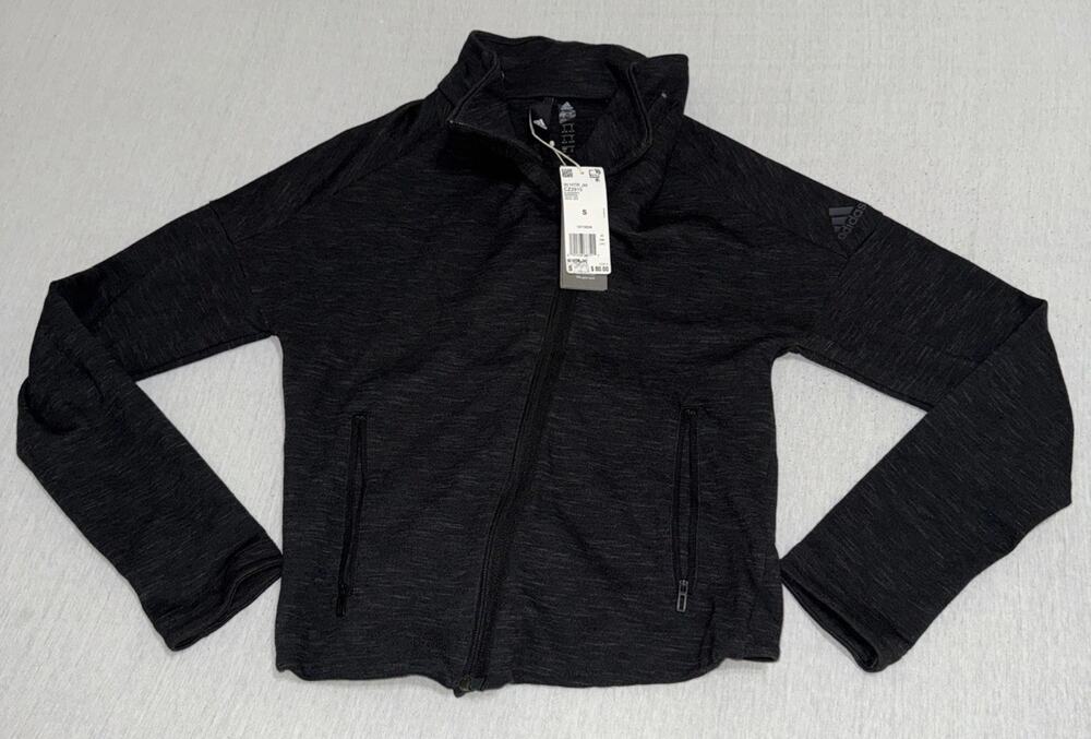 Women's Small ADIDAS Athletics Heartracer ZIP JACKET CZ2915 CHARCOAL GREY Black